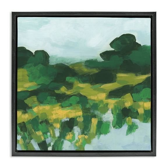 Stupell Industries Abstract Lush Green Landscape Landscape & Nature Painting Black Floater Framed Canvas Art Print Wall Art, 18 x 18