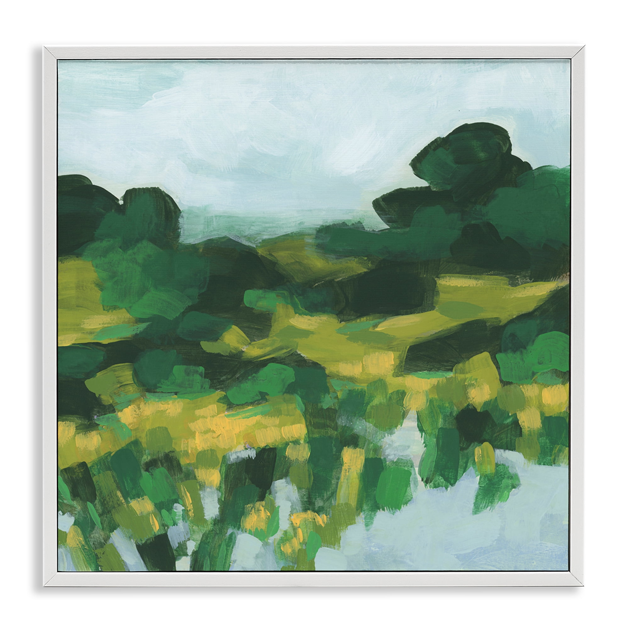 Stupell Industries Abstract Lush Green Landscape Landscape & Nature Painting White Framed Art Print Wall Art, 24 x 24