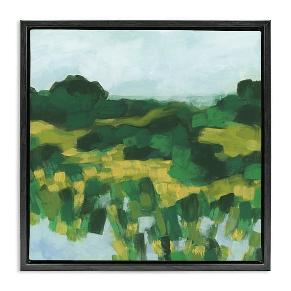 Stupell Industries Abstract Lush Greenery Landscape & Nature Painting Black Floater Framed Canvas Art Print Wall Art, 18 x 18