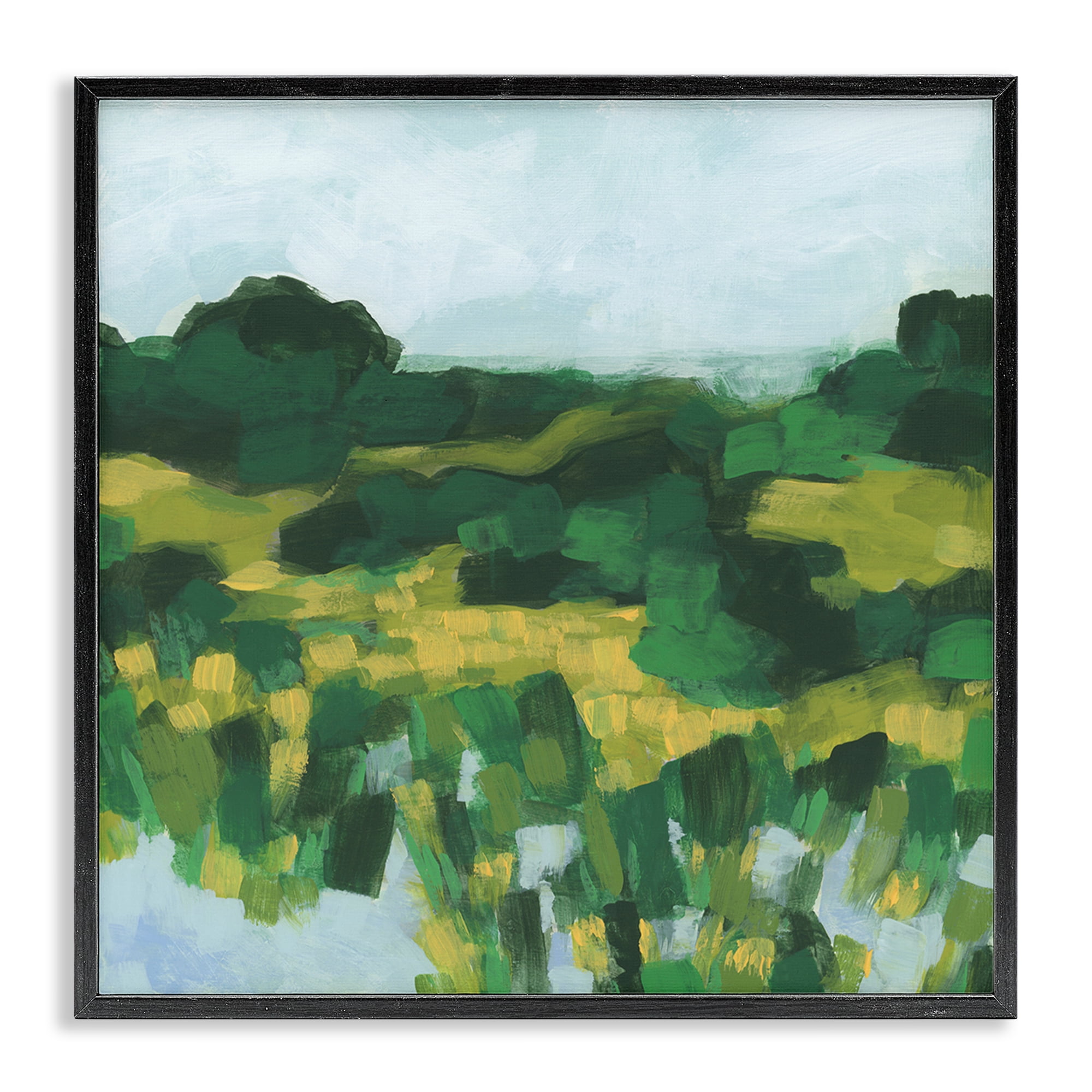 Stupell Industries Abstract Lush Greenery Landscape & Nature Painting Black Framed Art Print Wall Art, 12 x 12