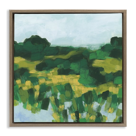 Stupell Industries Contemporary Abstract Lush Greenery Brown Floating Frame Canvas Art, 25 x 25, by June Erica Vess