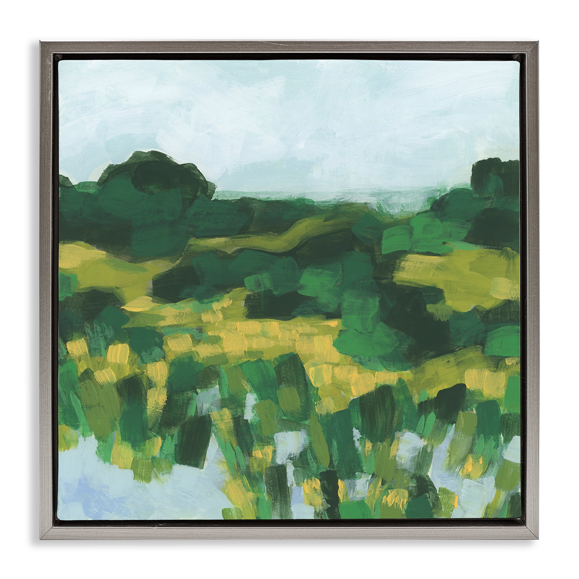 Stupell Industries Abstract Lush Greenery Landscape & Nature Painting Gray Floater Framed Canvas Art Print Wall Art, 25 x 25
