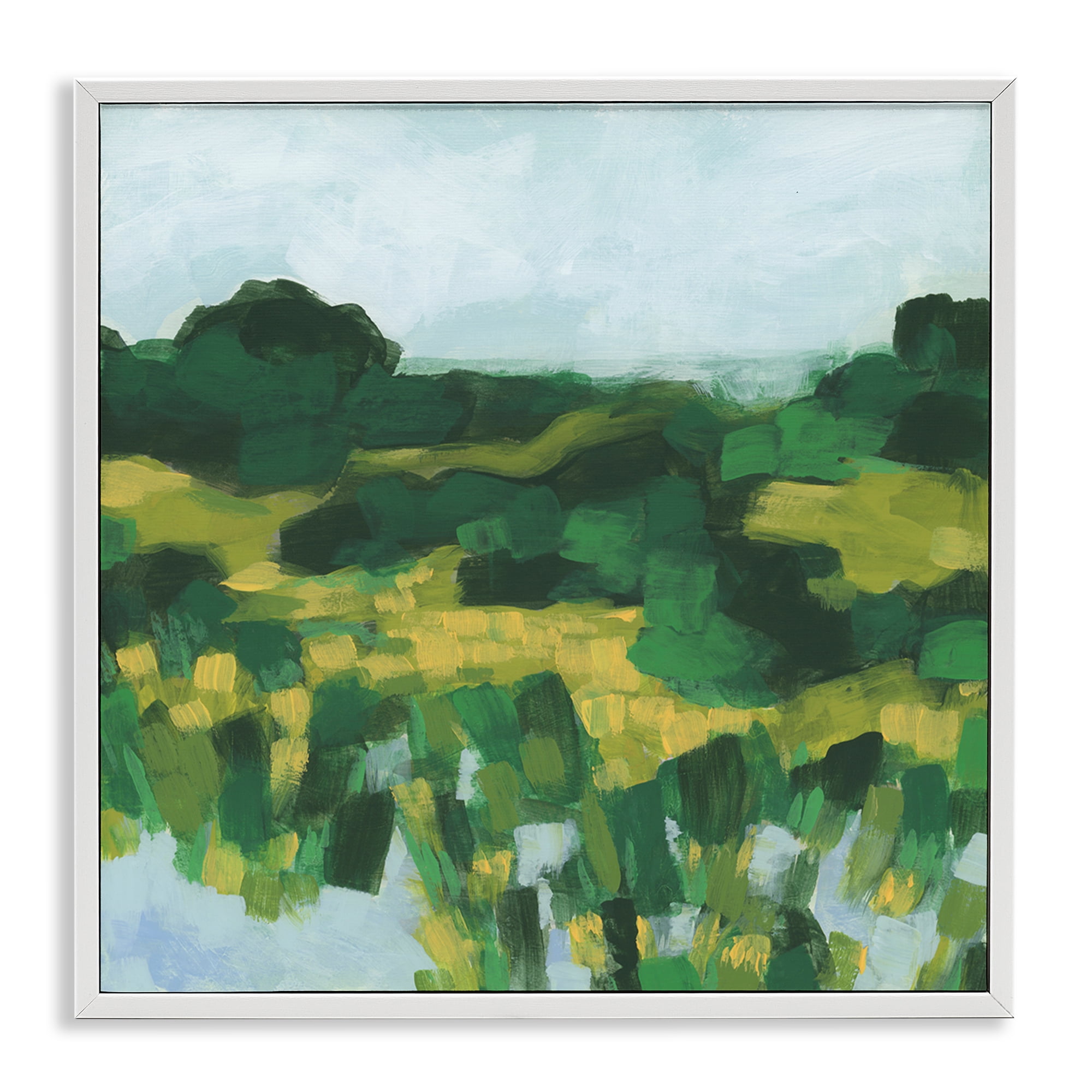 Stupell Industries Abstract Lush Greenery Landscape & Nature Painting White Framed Art Print Wall Art, 17 x 17