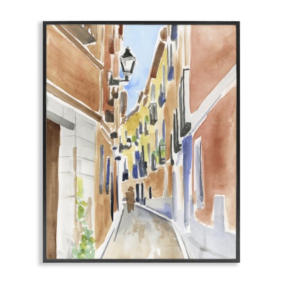 Stupell Industries Abstract Madrid Architecture Architecture Painting Black Framed Art Print Wall Art, 24 x 30
