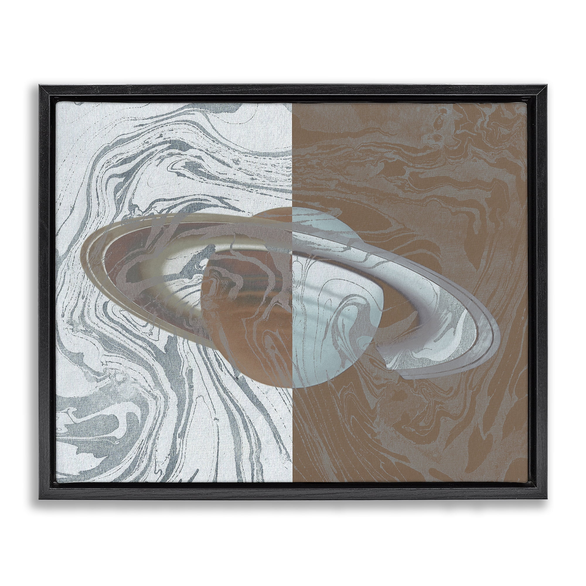 Stupell Industries Abstract Marbled Planet Astrology & Stars Painting Black Floater Framed Canvas Art Print Wall Art, 31 x 25