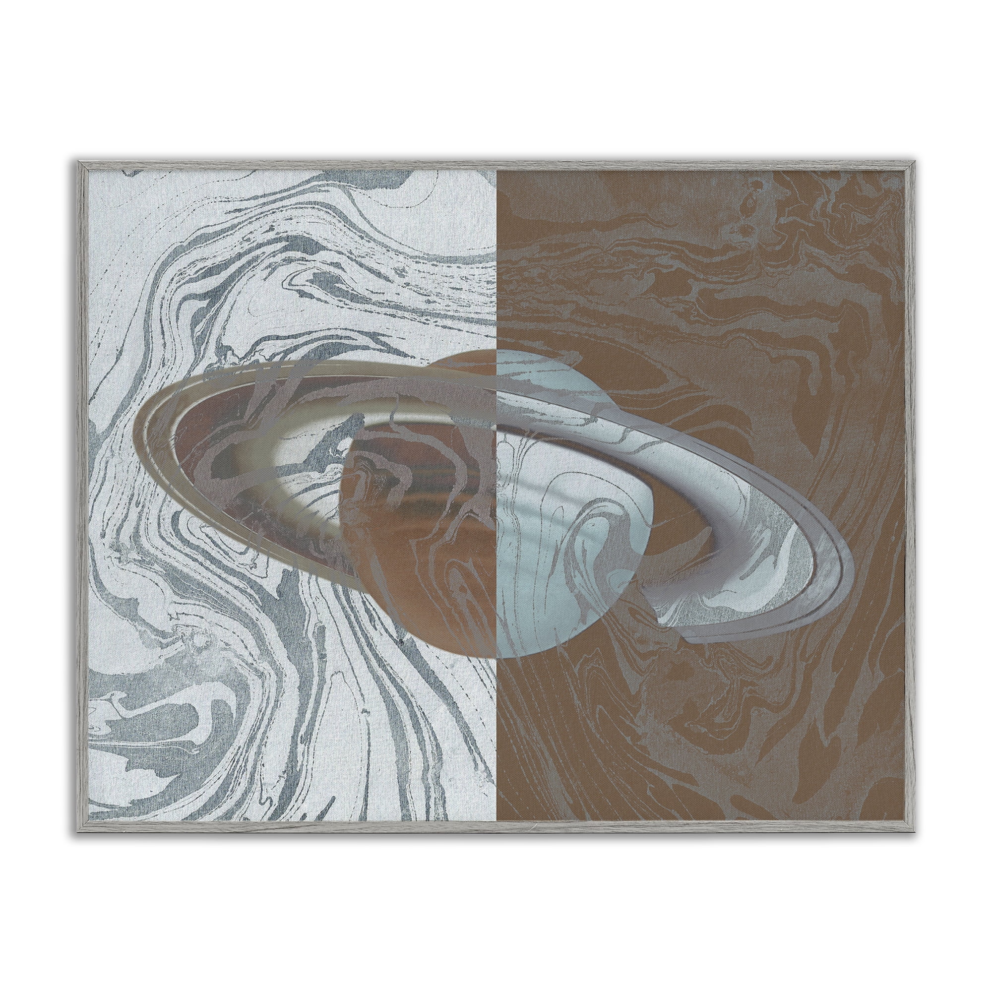 Stupell Industries Abstract Marbled Planet Astrology & Stars Painting Gray Framed Art Print Wall Art, 30 x 24