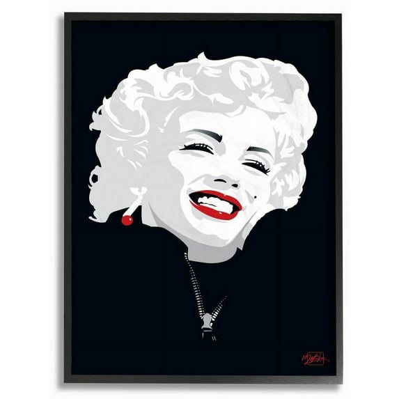 Stupell Industries Abstract Marilyn Portrait Vintage Hollywood Movie Star Classic Illustration Framed Wall Art by Jadei Graphics