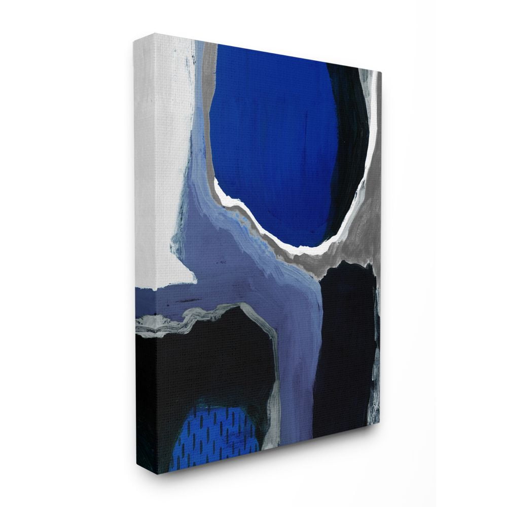 Stupell Industries Abstract Masculine Cobalt Blue Grey Black Design Canvas Wall Art Design by Studio W, 36" x 48"