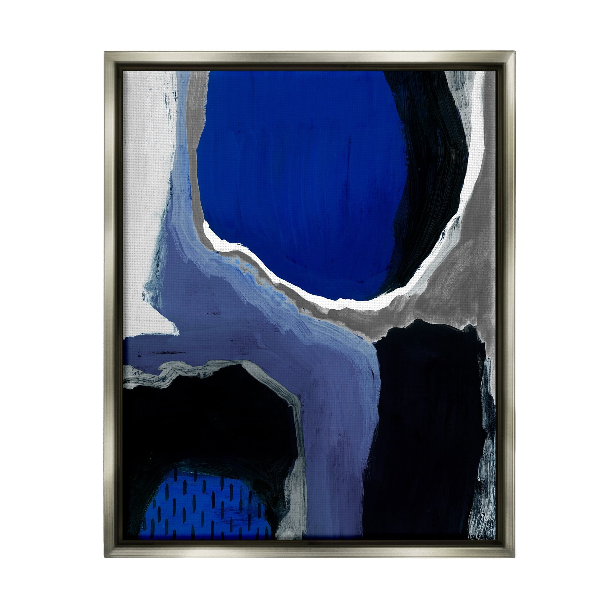 Stupell Industries Abstract Masculine Cobalt Blue Grey Black Design Luster Gray Framed Floating Canvas Wall Art, 24x30, by Studio W