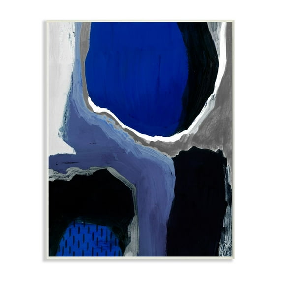 Stupell Industries Abstract Masculine Cobalt Blue Grey Black Design Paintings Unframed Art Print Wall Art, 13x19, by Studio W