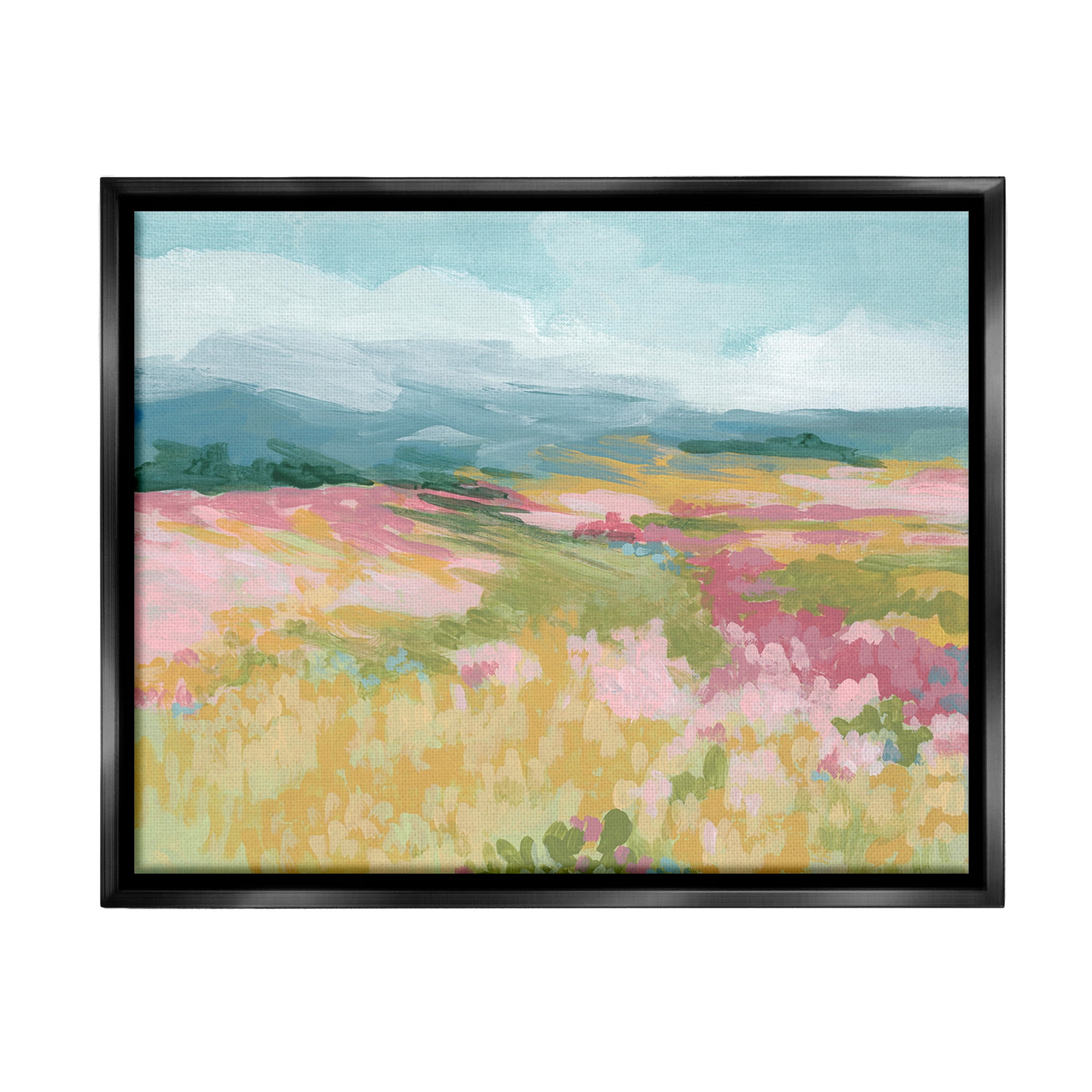 Stupell Industries Abstract Meadow Flowers Landscape Painting Black Floater Framed Canvas Art Print Wall Art, 31 x 25