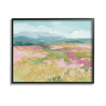 Stupell Industries Abstract Meadow Flowers Landscape Painting Black Framed Art Print Wall Art, 14 x 11