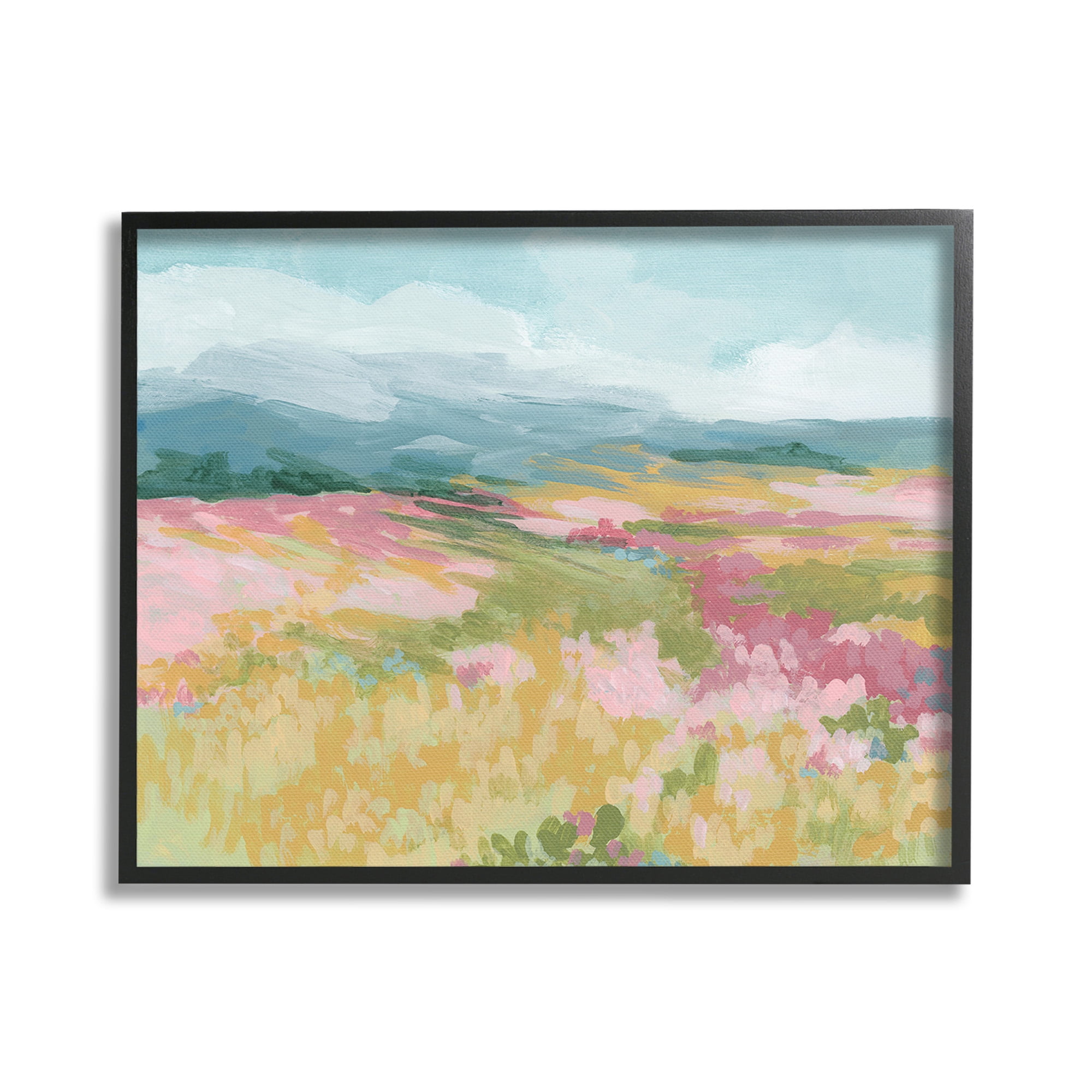 Stupell Industries Abstract Meadow Flowers Landscape Painting Black Framed Art Print Wall Art, 30 x 24