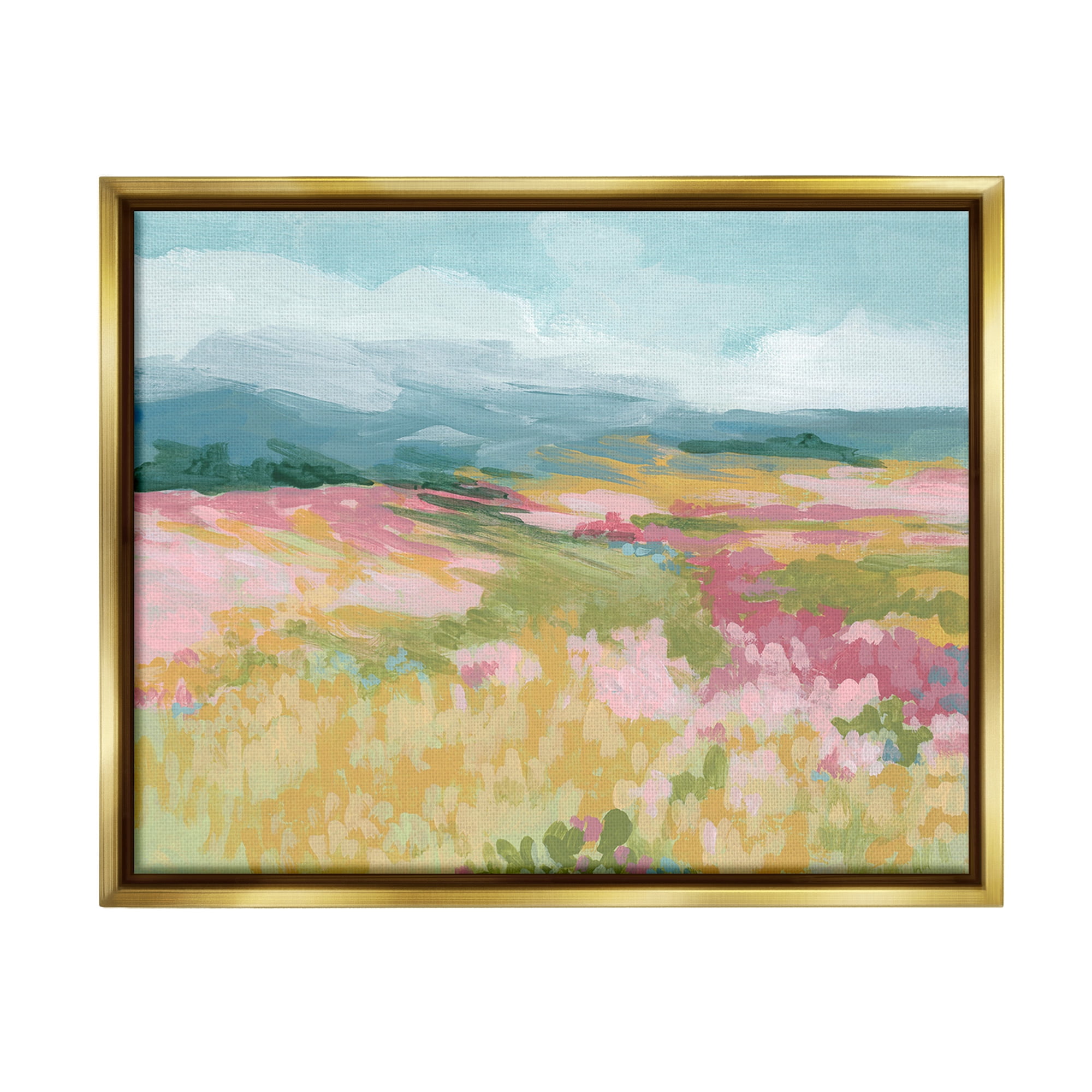 Stupell Industries Abstract Meadow Flowers Landscape Painting Gold Floater Framed Canvas Art Print Wall Art, 31 x 25