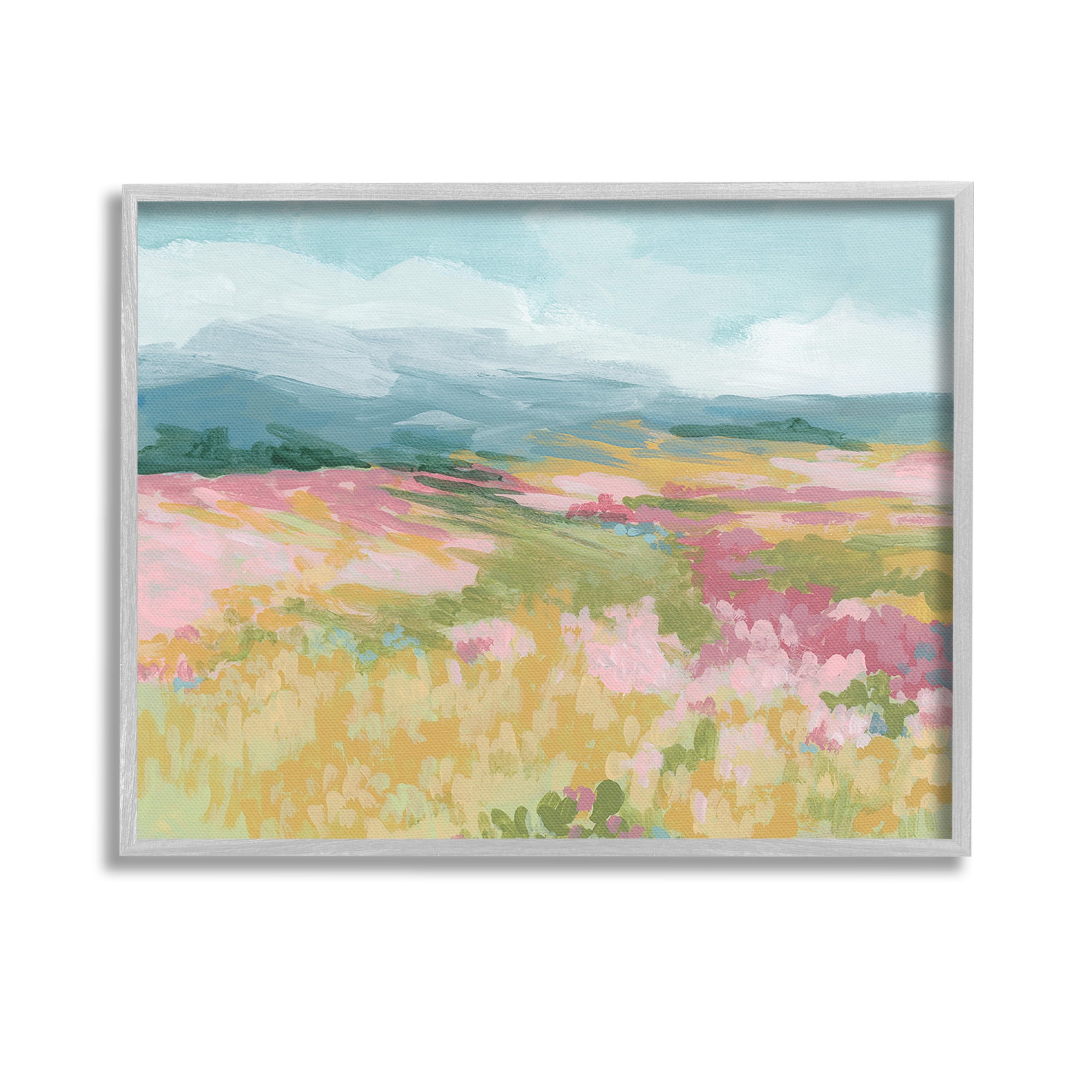 Stupell Industries Abstract Meadow Flowers Landscape Painting Gray Framed Art Print Wall Art, 14 x 11