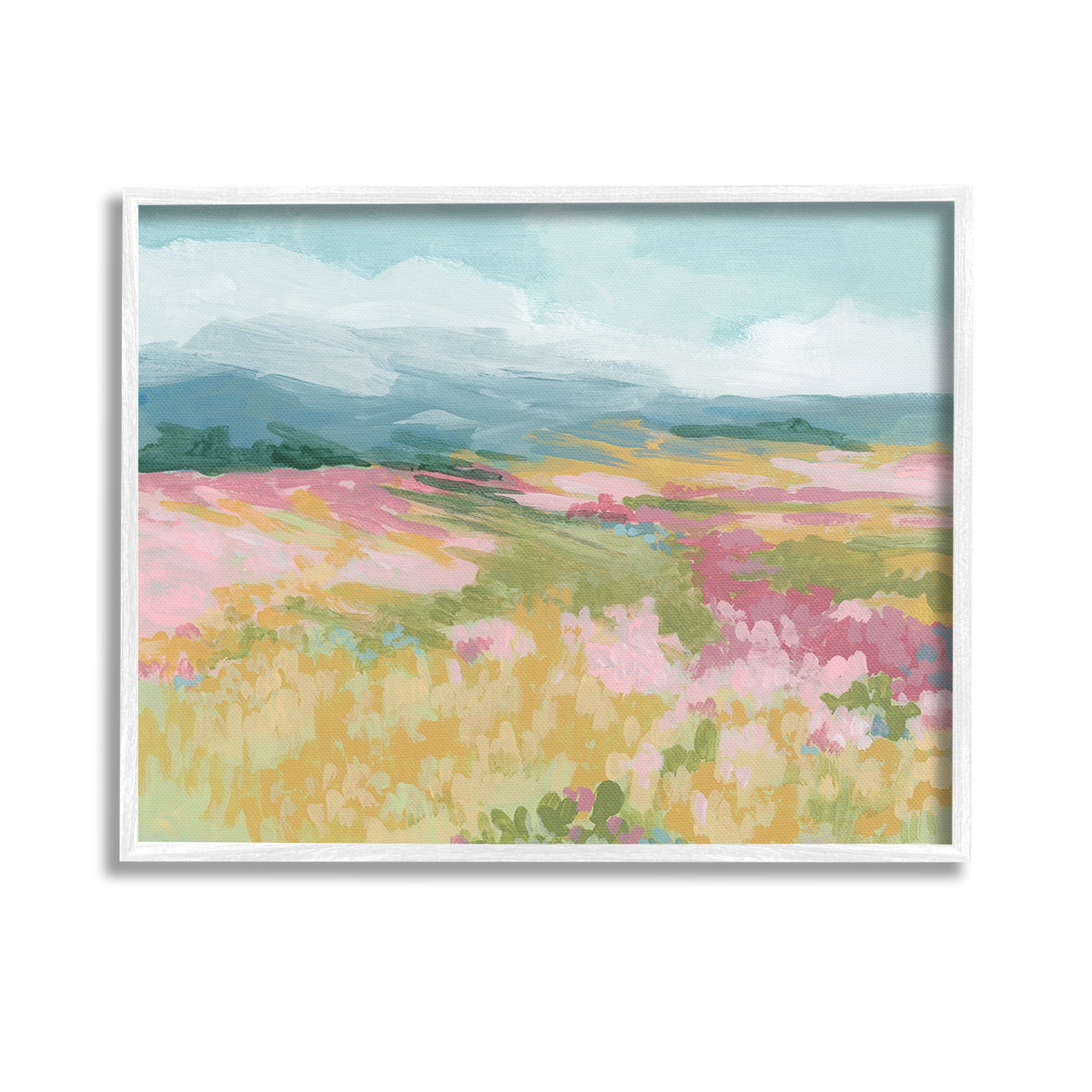 Stupell Industries Abstract Meadow Flowers Landscape Painting White Framed Art Print Wall Art, 14 x 11