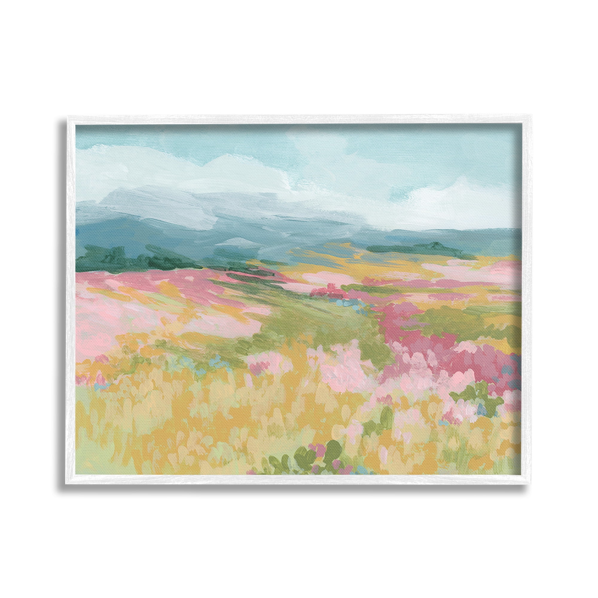 Stupell Industries Abstract Meadow Flowers Landscape Painting White Framed Art Print Wall Art, 30 x 24