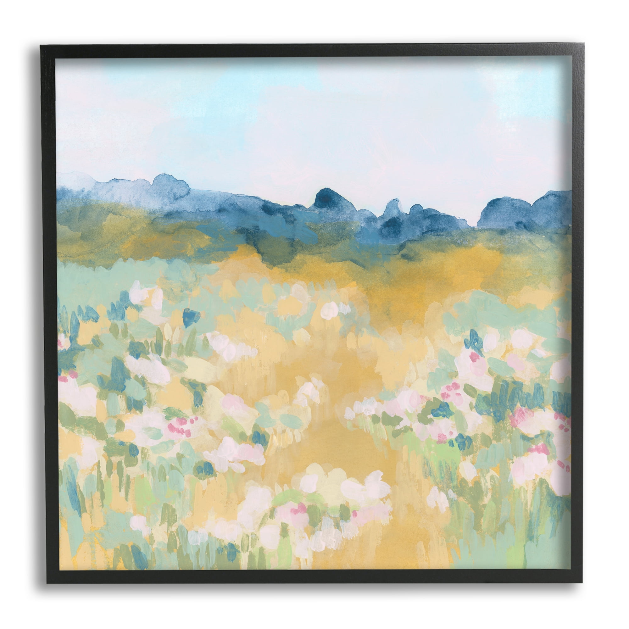 Stupell Industries Abstract Meadow Flowers Nature Painting Black Framed Art Print Wall Art, 24 x 24