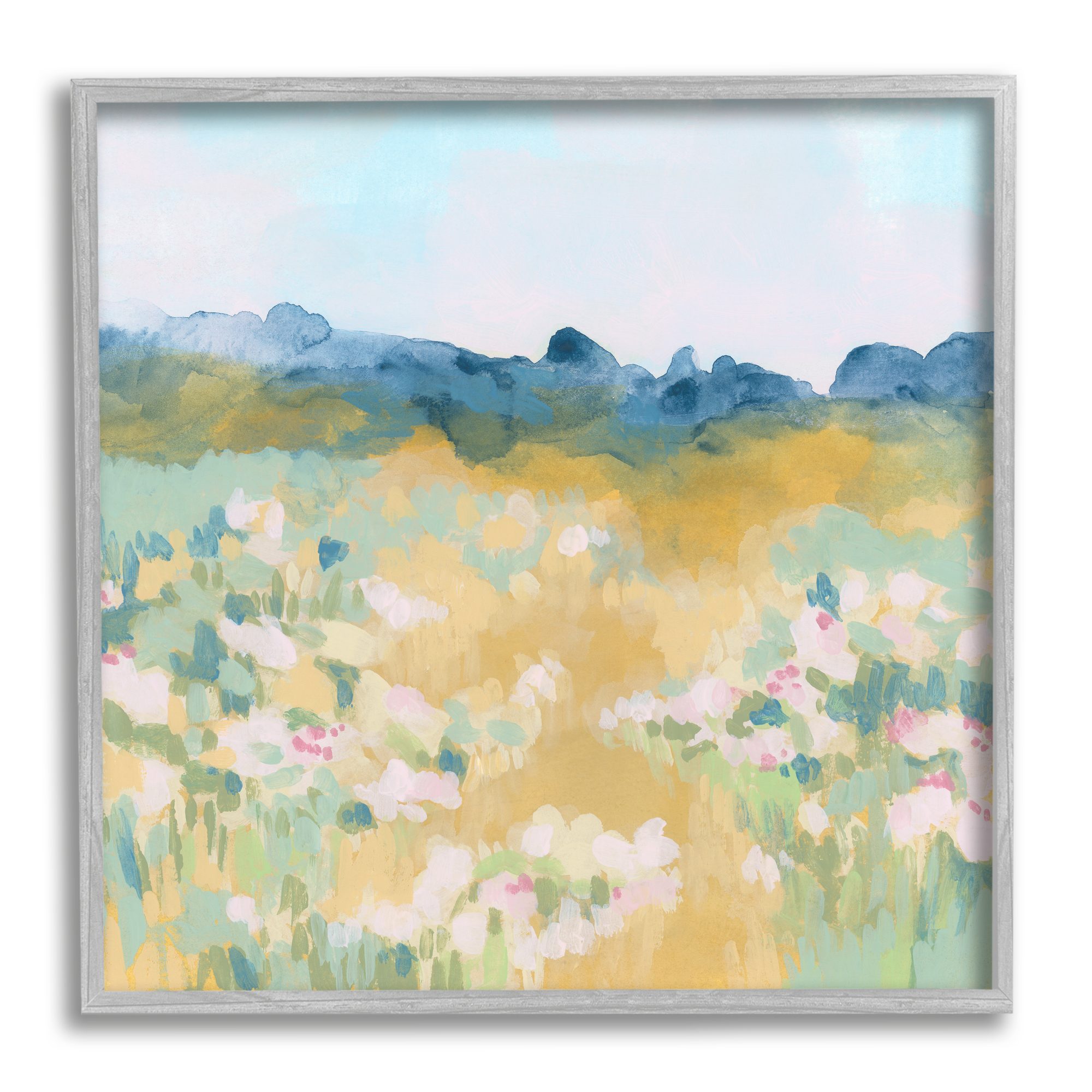 Stupell Industries Abstract Meadow Flowers Nature Painting Gray Framed Art Print Wall Art, 24 x 24