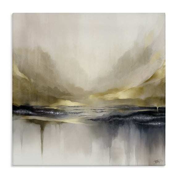 Stupell Industries Abstract Meadow Gold Accent Abstract Painting Wrapped Canvas Art Print Wall Art, 17 x 17