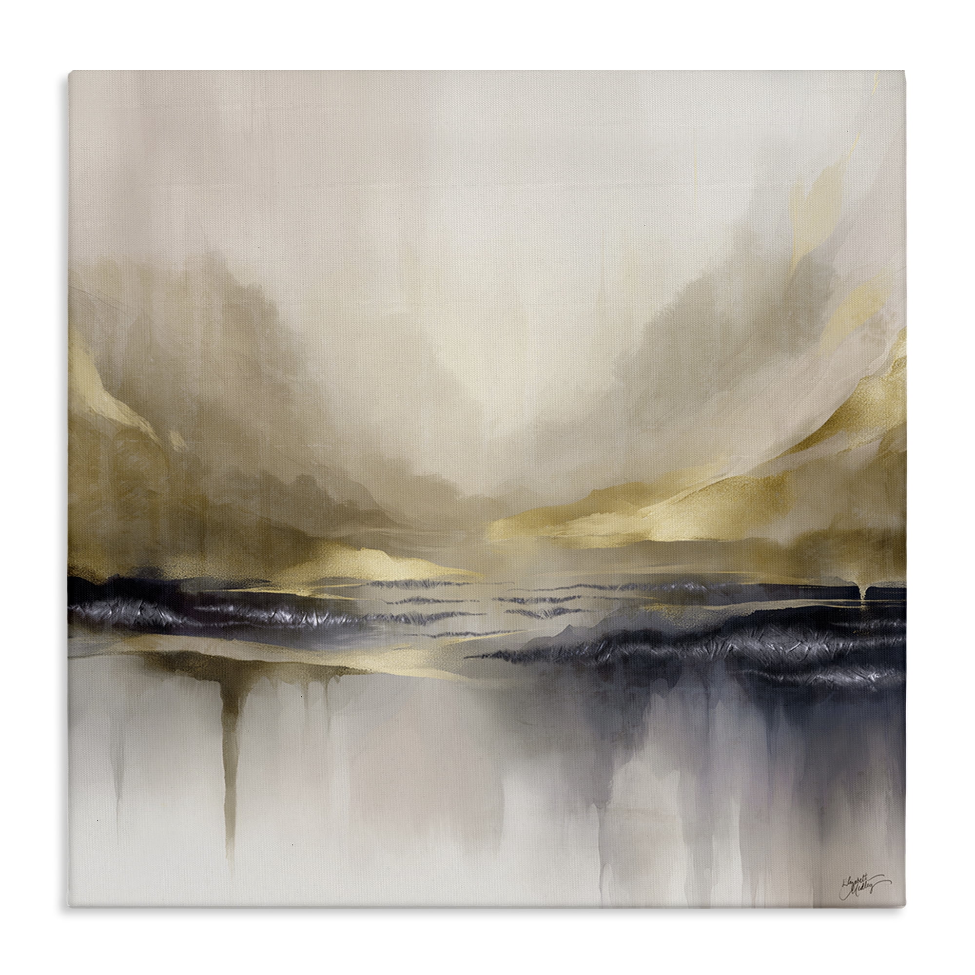 Stupell Industries Abstract Meadow Gold Accent Abstract Painting Wrapped Canvas Art Print Wall Art, 24 x 24