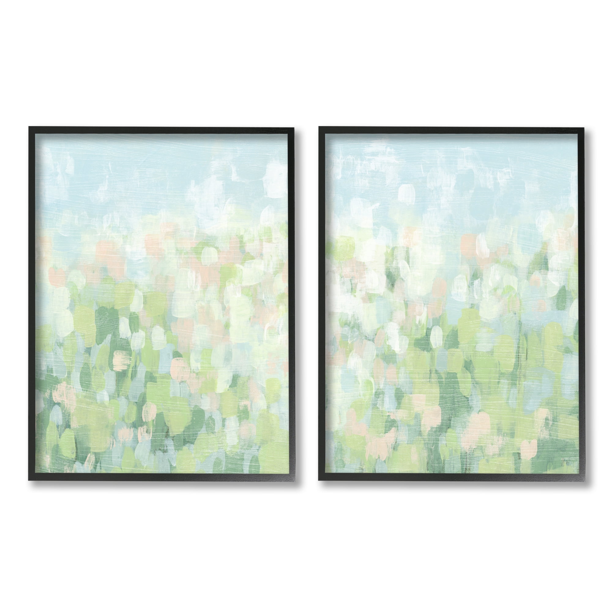 Stupell Industries Abstract Meadow Landscape Abstract Painting Black Framed Art Print Wall Art, 24 x 30, Set of 2
