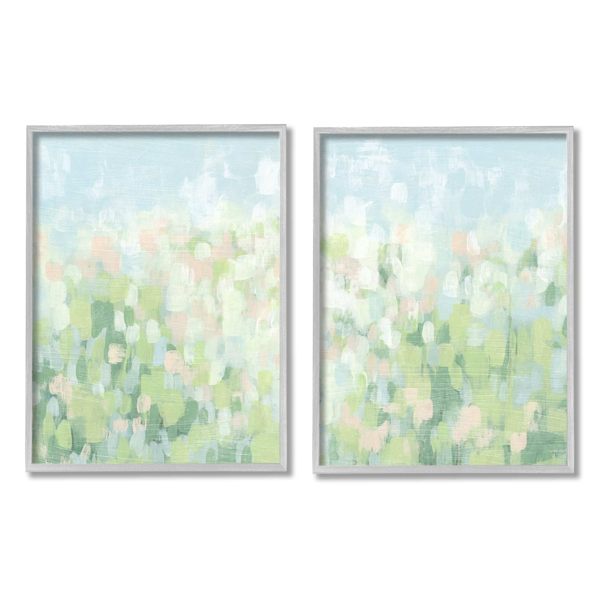 Stupell Industries Abstract Meadow Landscape Abstract Painting Gray Framed Art Print Wall Art, 11 x 14, Set of 2