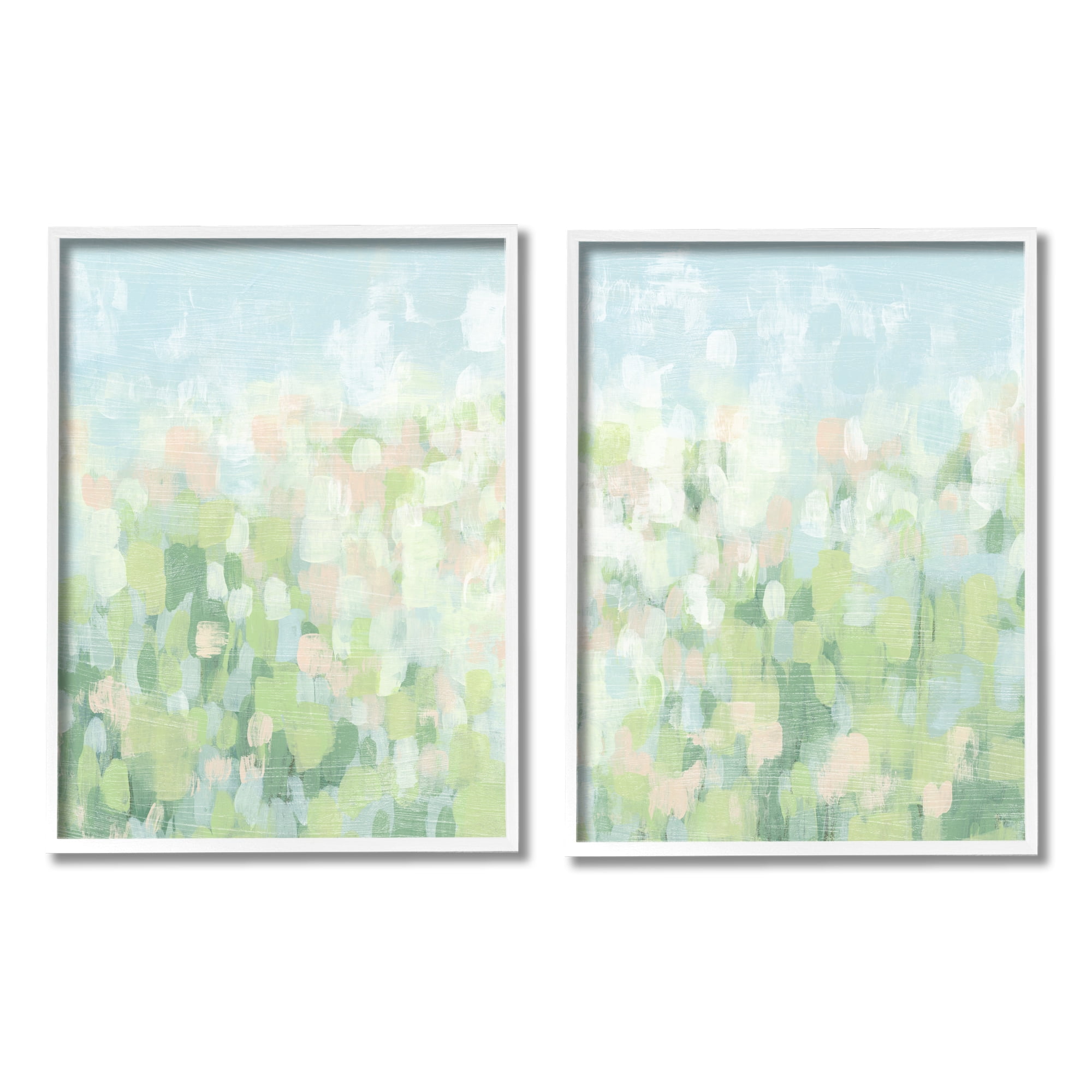 Stupell Industries Abstract Meadow Landscape Abstract Painting White Framed Art Print Wall Art, 11 x 14, Set of 2