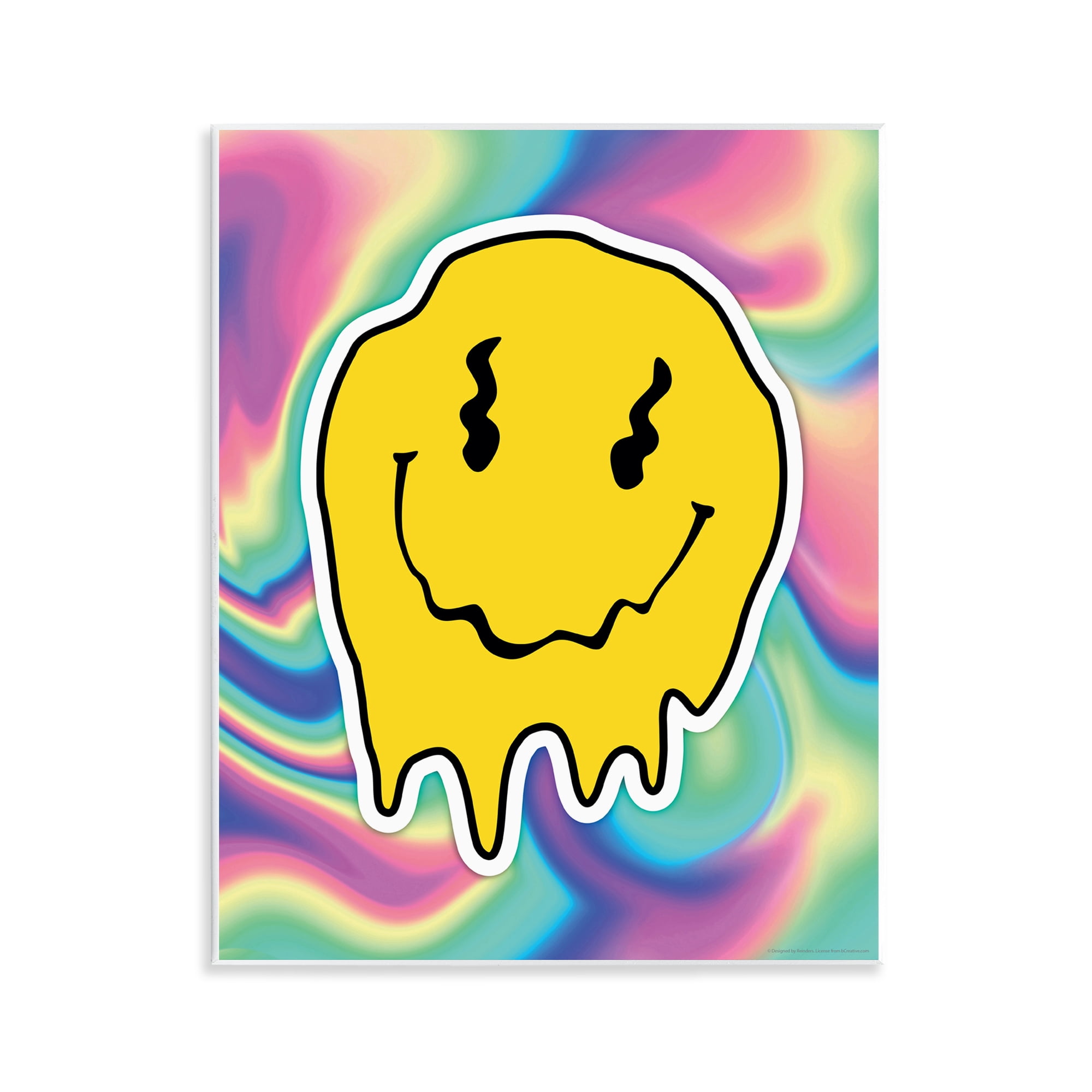 Stupell Industries Abstract Melting Smiley Abstract Painting Unframed Art Print Wall Art, 11 x 14