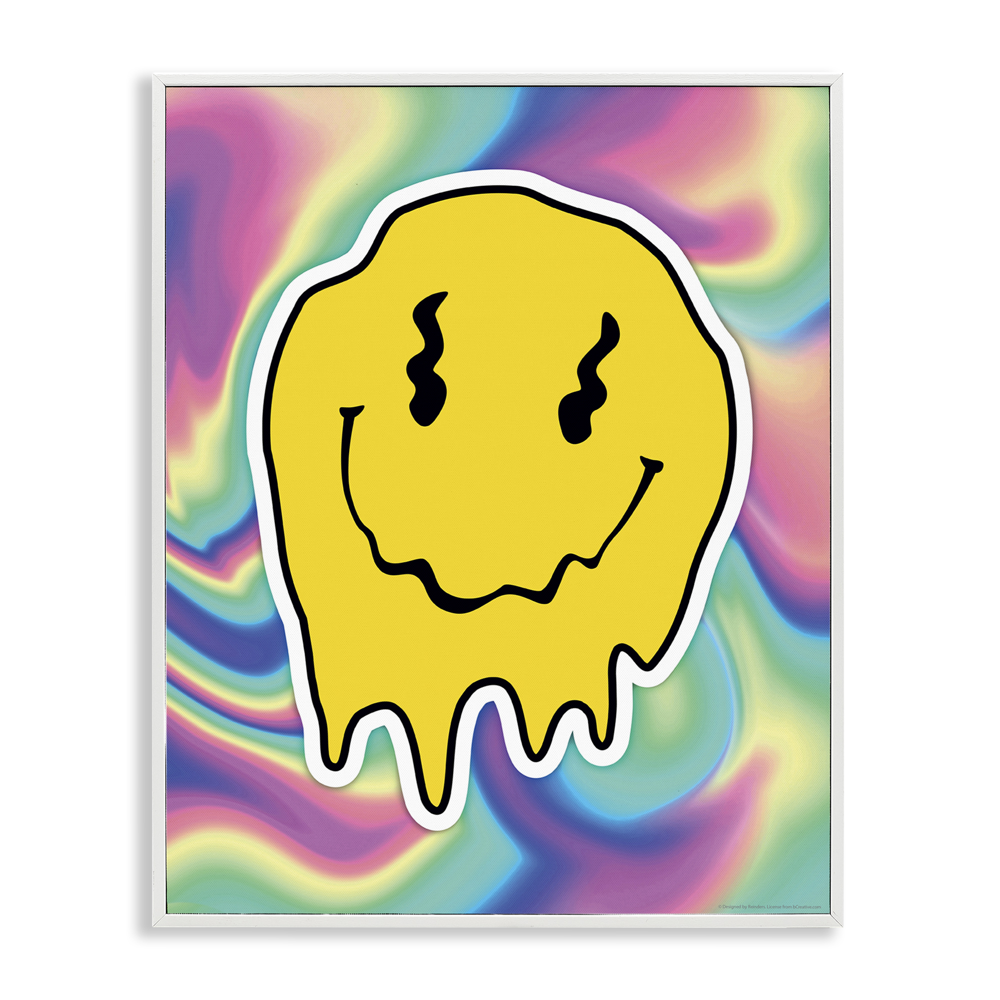 Stupell Industries Abstract Melting Smiley Abstract Painting White Framed Art Print Wall Art, 11 x 14