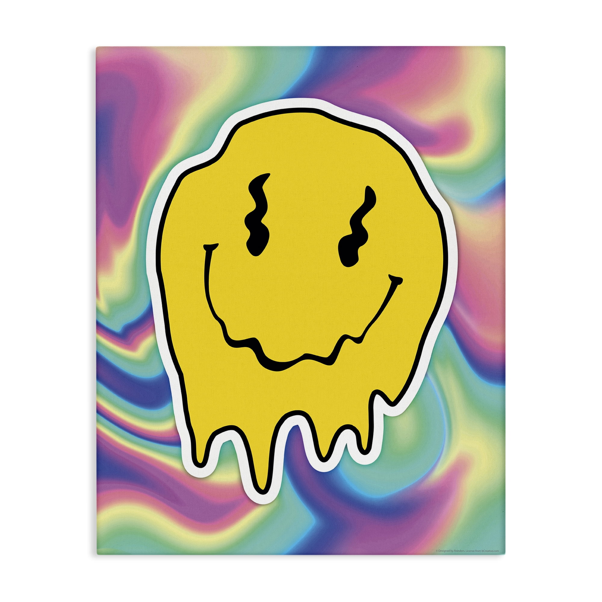 Stupell Industries Abstract Melting Smiley Abstract Painting Wrapped Canvas Art Print Wall Art, 30 x 40