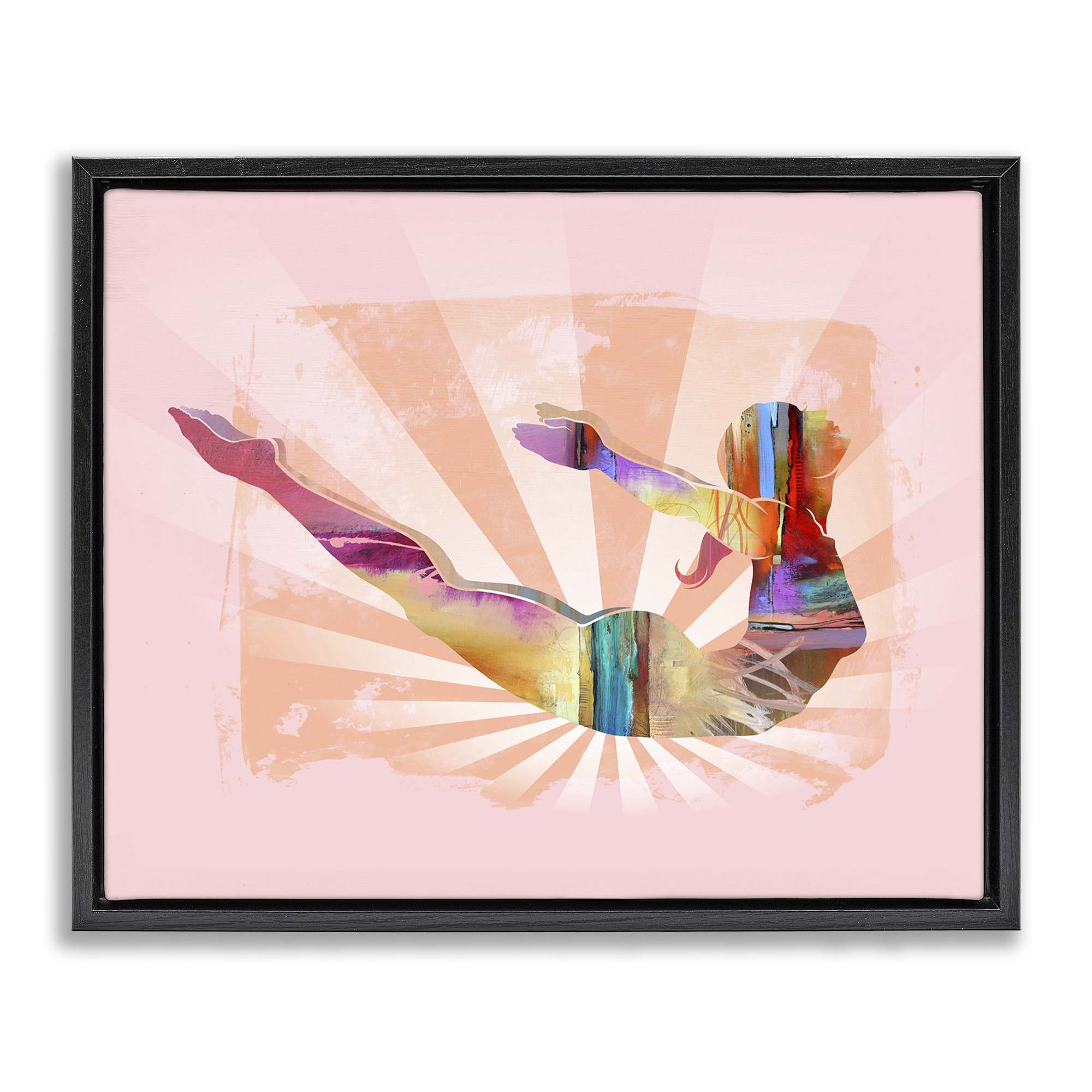 Stupell Industries Abstract Mindfulness Exercise People Painting Black Floater Framed Canvas Art Print Wall Art, 21 x 17