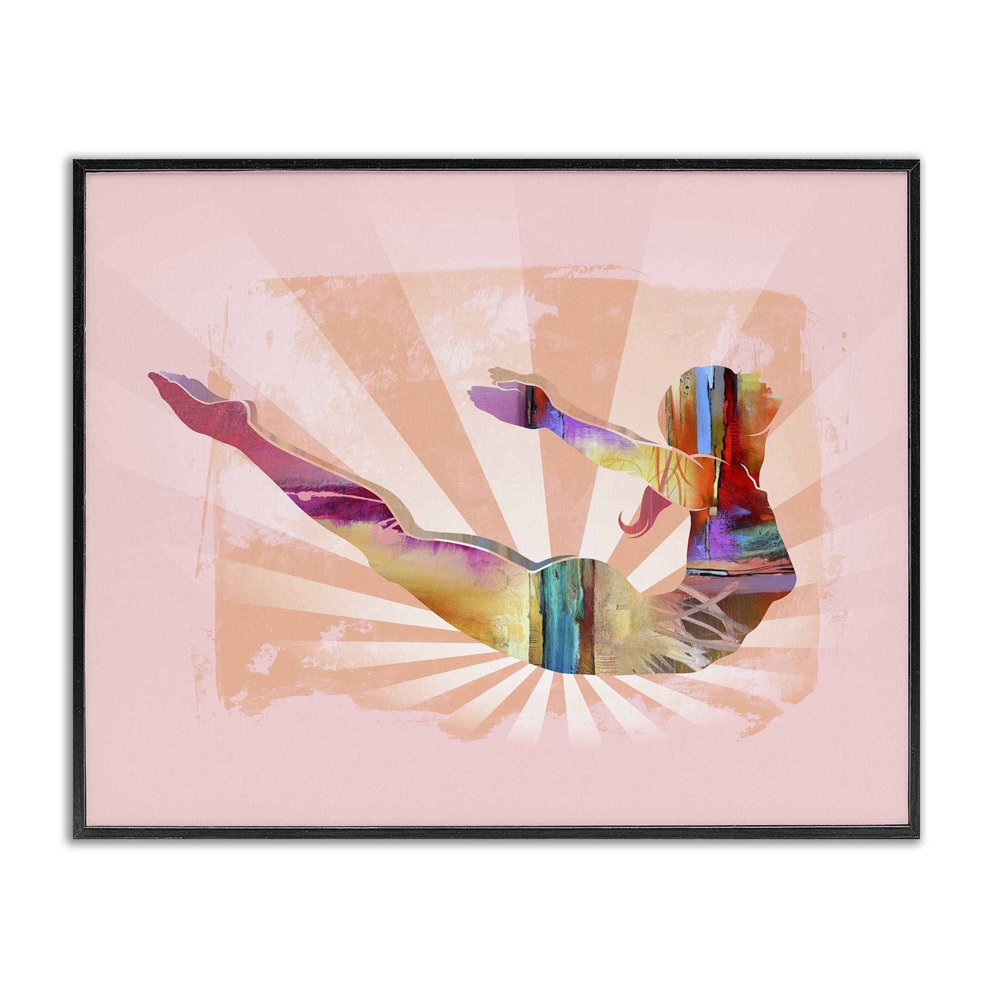 Stupell Industries Abstract Mindfulness Exercise People Painting Black Framed Art Print Wall Art, 20 x 16