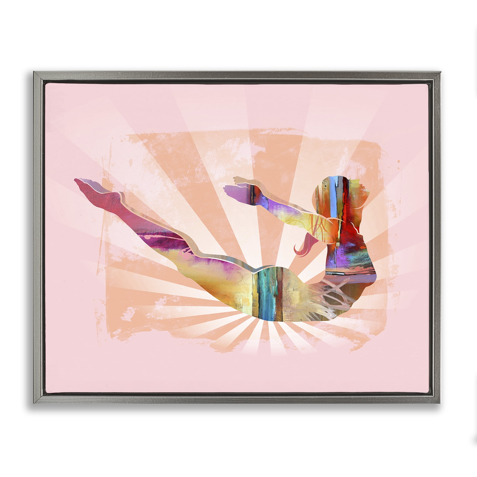 Stupell Industries Abstract Mindfulness Exercise People Painting Gray Floater Framed Canvas Art Print Wall Art, 31 x 25