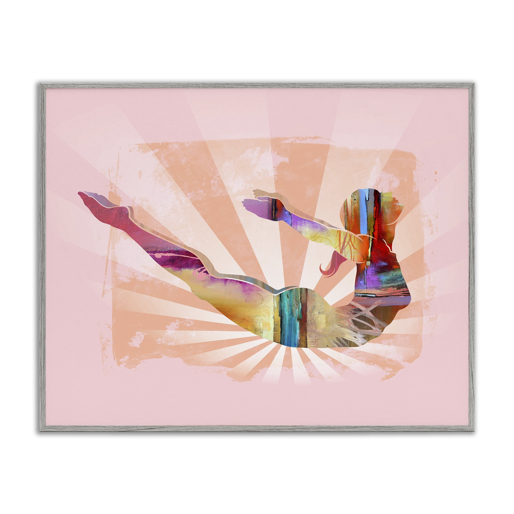 Stupell Industries Abstract Mindfulness Exercise People Painting Gray Framed Art Print Wall Art, 30 x 24