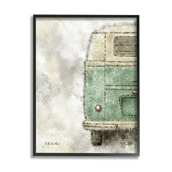 Stupell Industries Abstract Minibus View Transportation Painting Black Framed Art Print Wall Art, 11 x 14