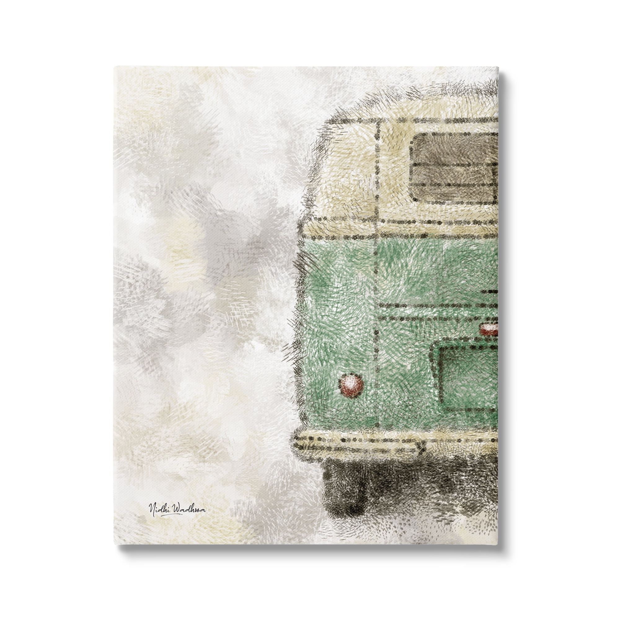 Stupell Industries Abstract Minibus View Transportation Painting Gallery Wrapped Canvas Print Wall Art, 16 x 20