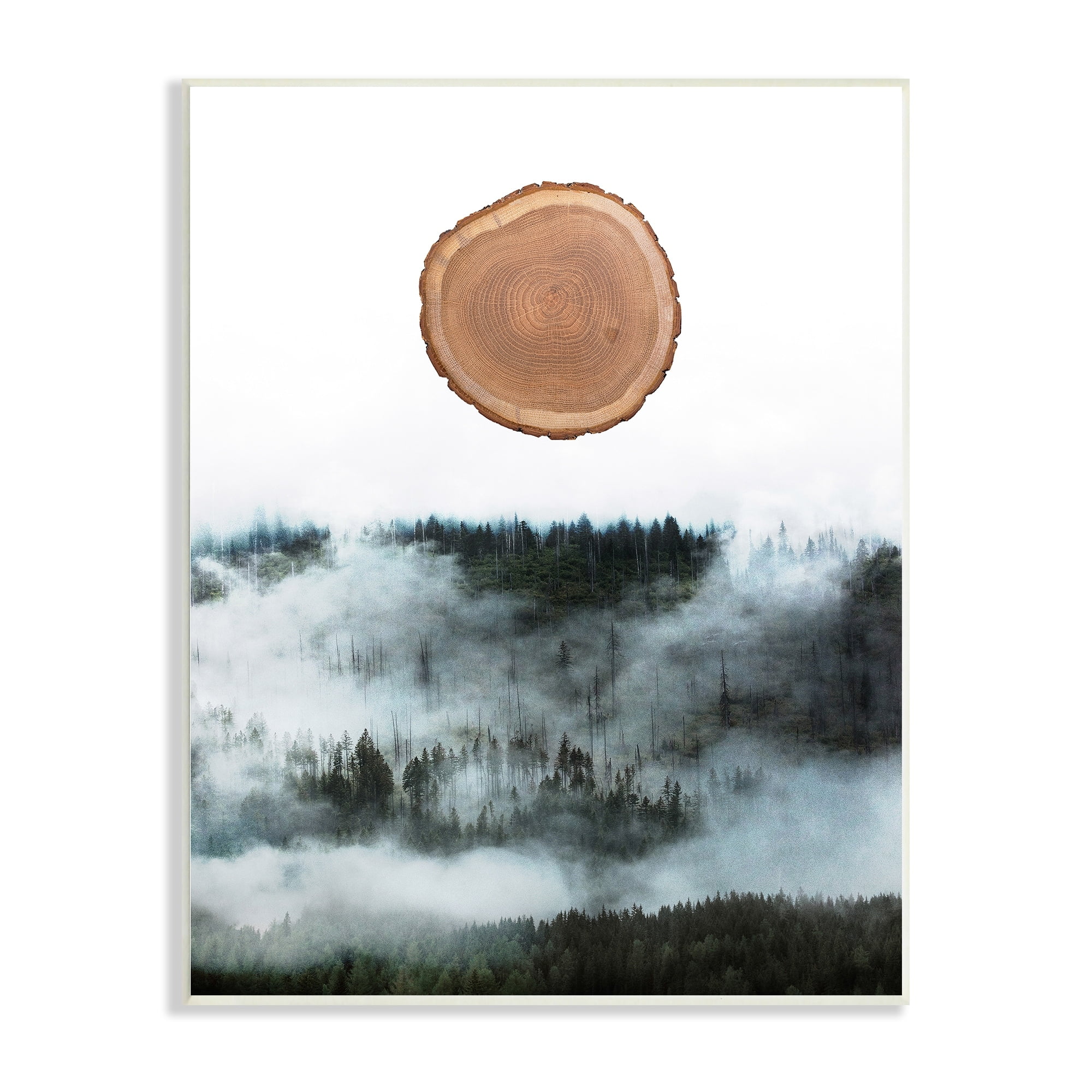 Stupell Industries Abstract Minimal Tree Trunk Bark Foggy Mountain Graphic Art Unframed Art Print Wall Art, 13x19, by Atelier Posters