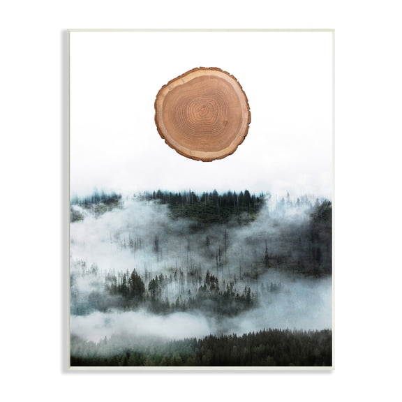 Stupell Industries Abstract Minimal Tree Trunk Bark Foggy Mountain Graphic Art Unframed Art Print Wall Art, 13x19, by Atelier Posters