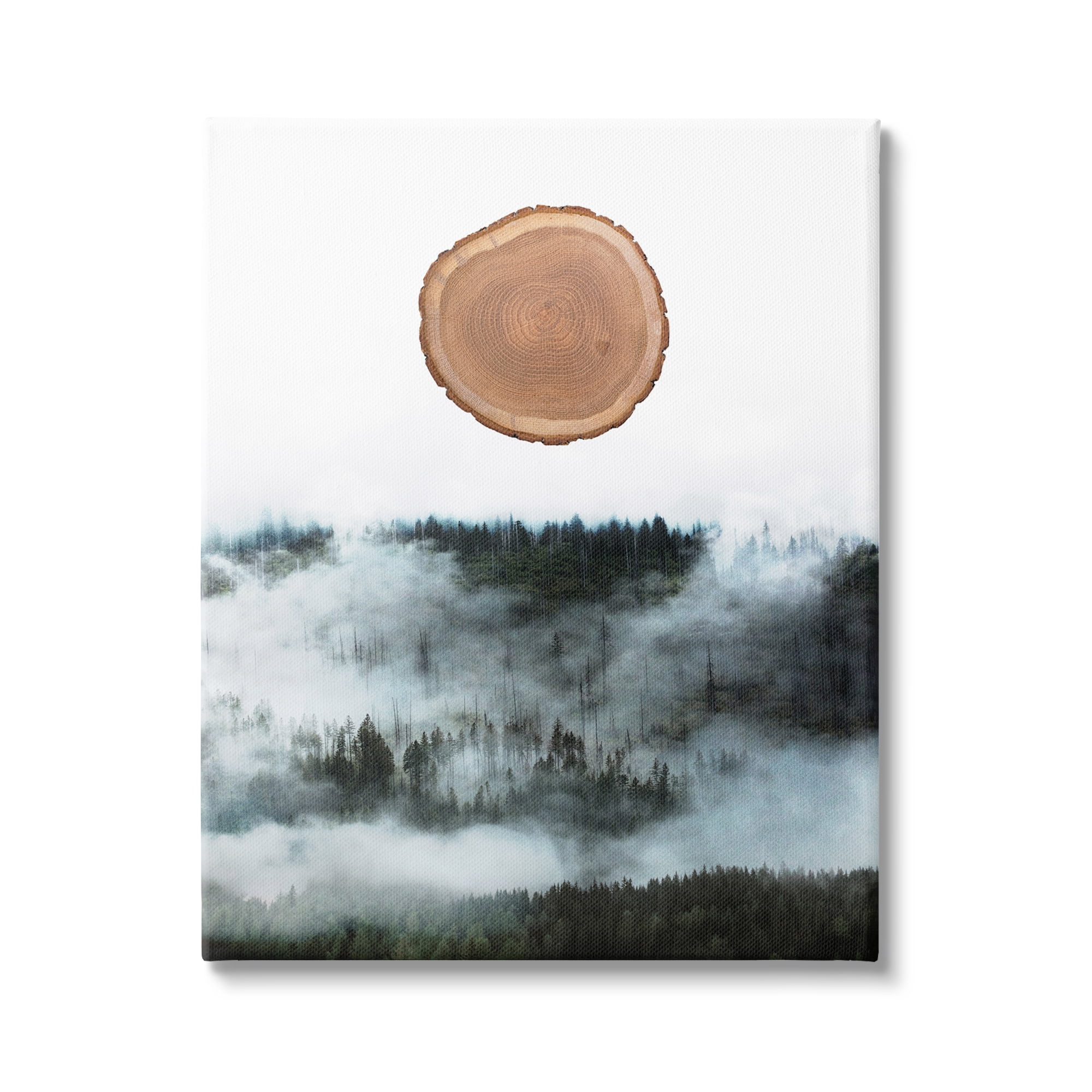 Stupell Industries Abstract Minimal Tree Trunk Bark Foggy Mountain Rustic Painting Gallery-Wrapped Canvas Print Wall Art, 36 x 48, Design by Atelier Posters