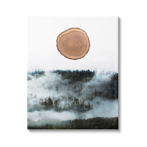 Stupell Industries Abstract Minimal Tree Trunk Bark Foggy Mountain Rustic Painting Gallery-Wrapped Canvas Print Wall Art, 36 x 48, Design by Atelier Posters