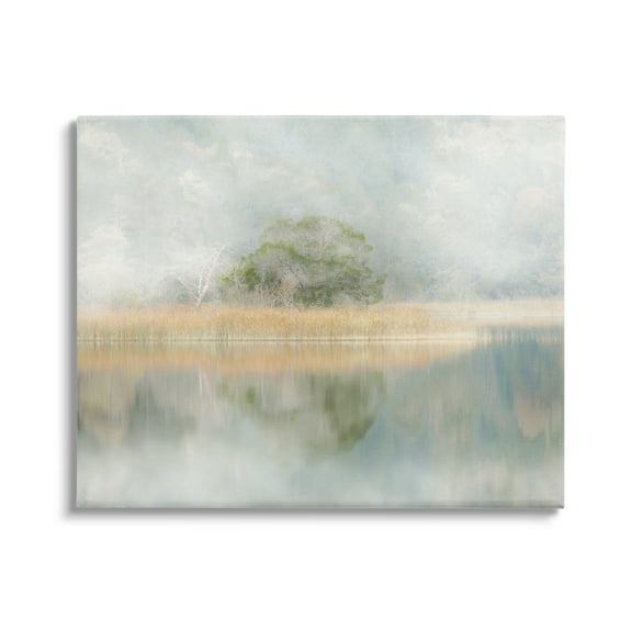 Stupell Industries Abstract Misty Lake Abstract Painting Gallery Wrapped Canvas Art Print Wall Art, 20 x 16