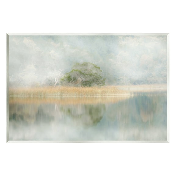 Stupell Industries Abstract Misty Lake Abstract Painting Unframed Art Print Wall Art, 15 x 10