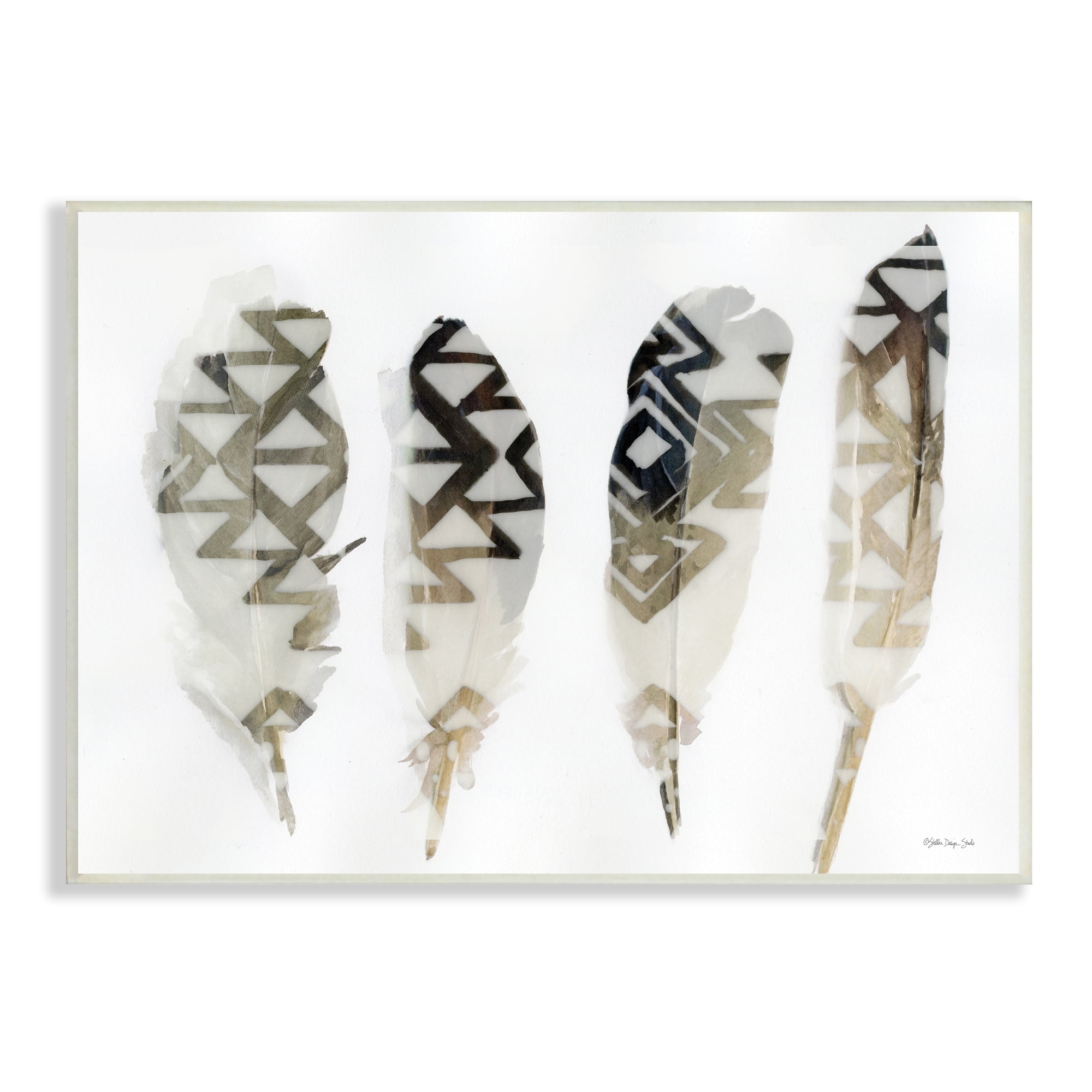 Stupell Industries Abstract Modern Bird Feathers Geometric Aztec Pattern Overlay, 15 x 10, Design by Stellar Design Studio