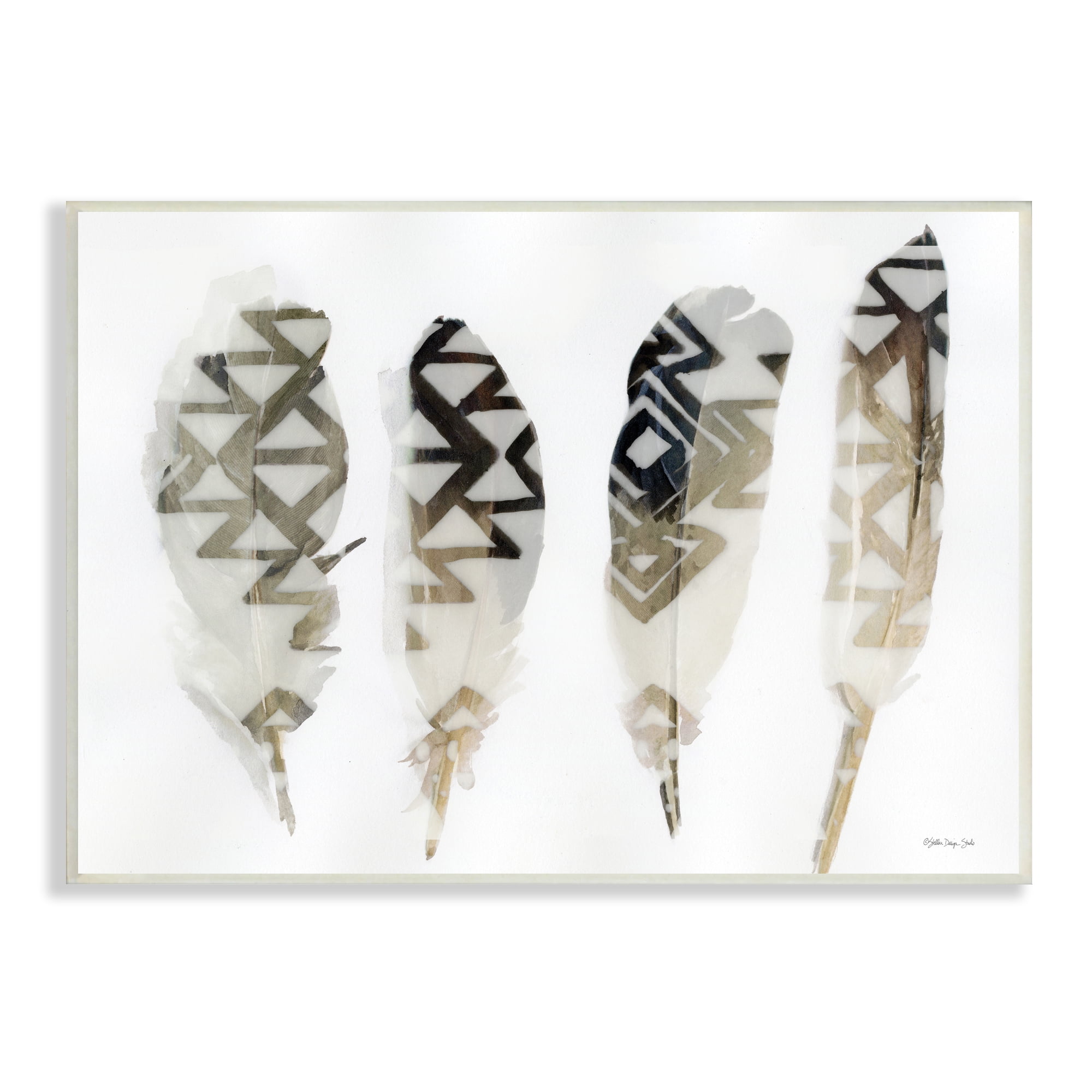 Stupell Industries Abstract Modern Bird Feathers Geometric Aztec Pattern Overlay, 19 x 13, Design by Stellar Design Studio