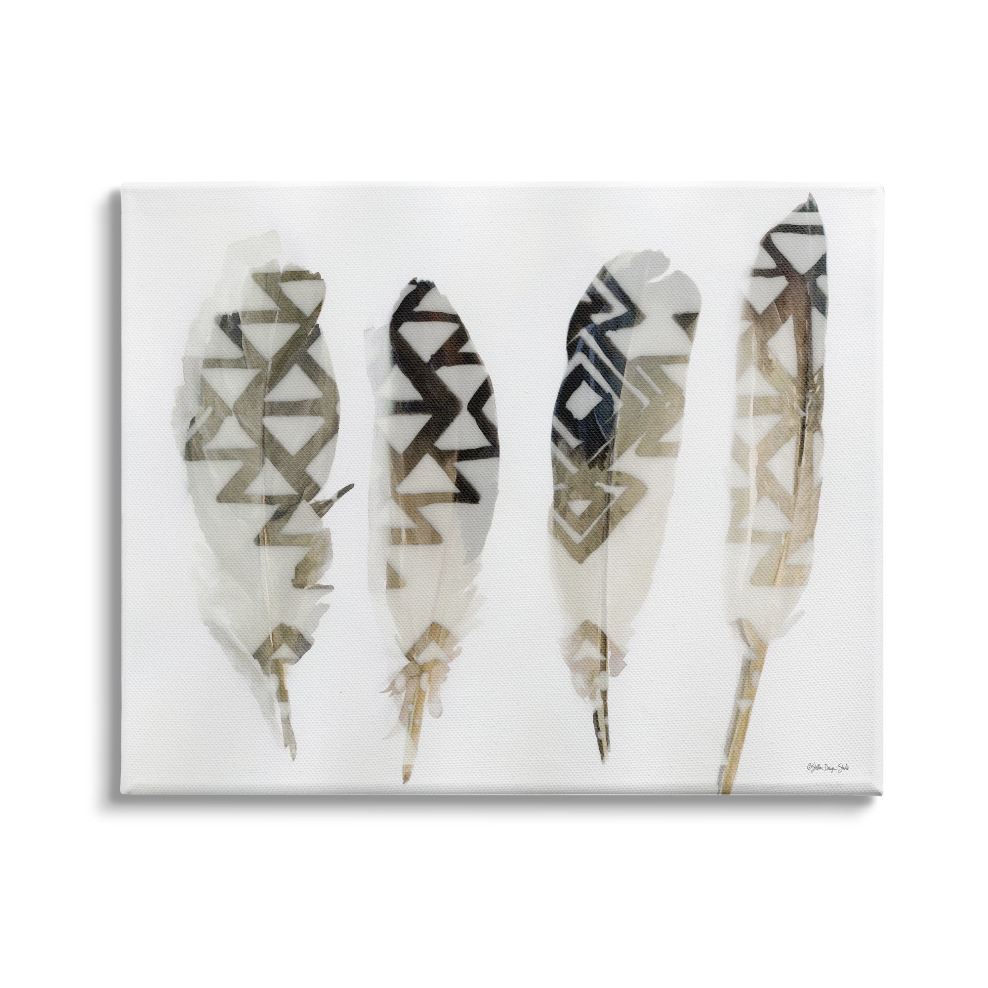 Stupell Industries Abstract Modern Bird Feathers Geometric Aztec Pattern Overlay, 20 x 16, Design by Stellar Design Studio