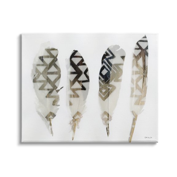 Stupell Industries Abstract Modern Bird Feathers Geometric Aztec Pattern Overlay, 30 x 24, Design by Stellar Design Studio