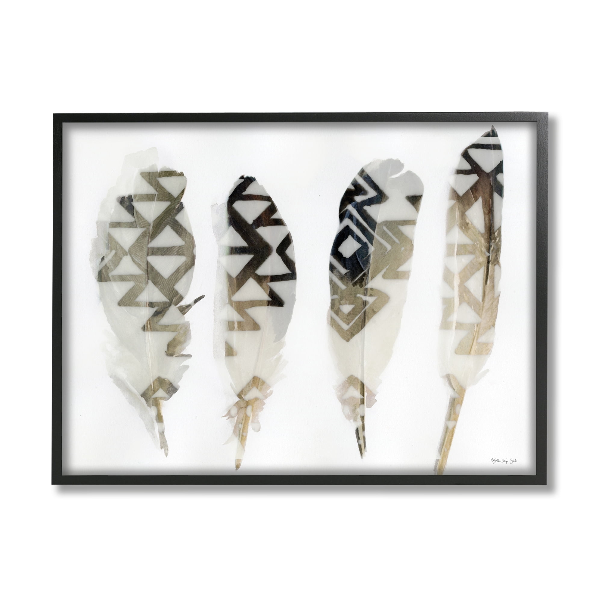 Stupell Industries Abstract Modern Bird Feathers Geometric Aztec Pattern Overlay, 30 x 24, Design by Stellar Design Studio