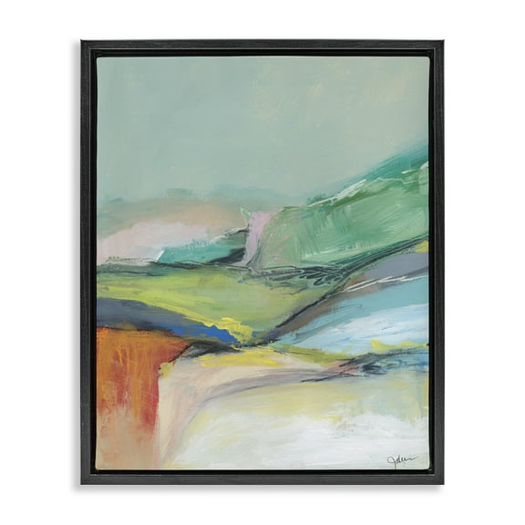 Stupell Industries Abstract Modern Landscape Abstract Painting Black Floater Framed Canvas Art Print Wall Art, 17 x 21