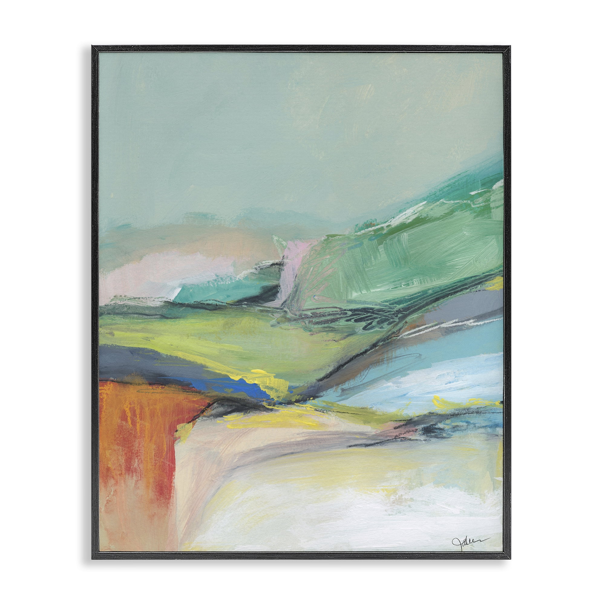 Stupell Industries Abstract Modern Landscape Abstract Painting Black Framed Art Print Wall Art, 24 x 30
